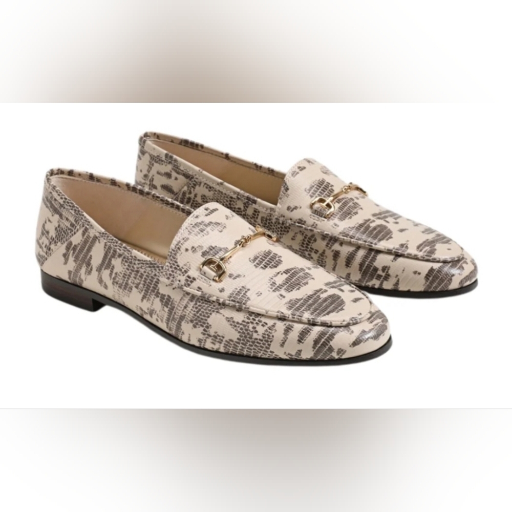 Sam Edelman Cream and Gray Patterned Loafers